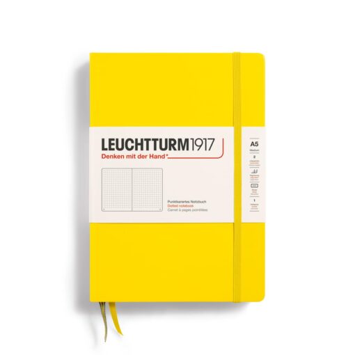 LEUCHTTURM1917 - Notebook Hardcover Medium A5-251 Numbered Pages for Writing and Journaling (Lemon, Dotted) Lemon