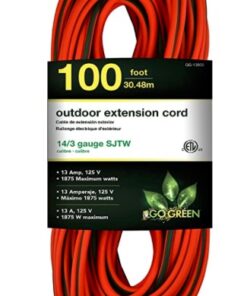 Go Green Power Inc. (GG-13800) 14/3 SJTW Outdoor Extension Cord, Lighted Extension Cord, 100 ft Orange 16 51Rb 4WbbSL