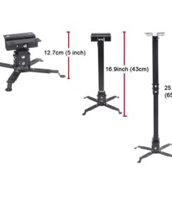 Henxlco Universal Projector Mount Wall or Ceiling Bracket with Adjustable Height and Extendable Arms Tilt DLP LCD Projection Mount for Home and Office Different Size Projector (Black) Black 21 51RgqvWFqzL