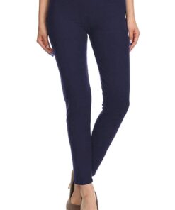 Leggings Depot Women's High Waist Leggings Soft 1” Waistband Solid Leggings Pants - Regular, Plus, 1X3X, 3X5X Full Length One Size Plus Navy 9 51RlQcRAFLL 1