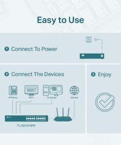 TP-Link TL-SG1016PE | 16 Port Gigabit PoE Switch | Easy Smart Managed | 8 PoE+ Ports @150W | Plug & Play | Sturdy Metal w/ Shielded Ports | QoS, Vlan, IGMP & LAG | 3 Year Manufacturer Warranty 16 Port w/ 8-Port PoE+ 17 51RvMEfPdL