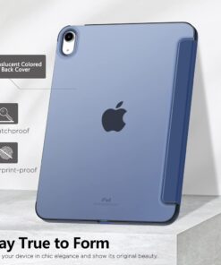 MoKo Case for iPad 10th Generation 10.9 inch 2022, Slim Stand Protective Cover with Hard PC Translucent Back Shell Cover for iPad 10th Gen 2022, Support Touch ID, Auto Wake/Sleep, Navy Blue 30 51S2NW8l7eL