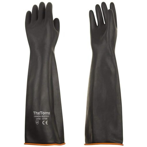 ThxToms Heavy Duty Latex Gloves, Resist Strong Acid, Alkali and Oil, 22", 1 Pair 22"