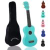 POMAIKAI Soprano Ukulele for Beginners, Guitar 21 Inch Ukelele Instrument for Adults Wood Guitar Small Hawaiian Ukalalee Starter with Gig Bag (Light Blue) Light Blue 14 51SJwG9ZxfL