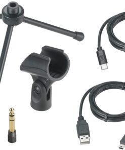 Audio-Technica Education Pack with AT2005USB USB/XLR Microphone, ATH-M20x Headphones, Stand Clamp, Tripod Stand, USB-A and USB-C Cables, XLR Cable, Pop Filter, and Austin Bazaar Polishing Cloth Bundle w/ ATH-M20x Headphones 13 51SYXn7JXL