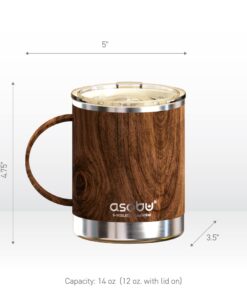 asobu Ultimate Stainless Steel Ceramic Inner Coating Coffee Mug with Double Walled Copper Lining Insulation, 12 Ounces (Wood) Wood 14 51SdDfN2rL