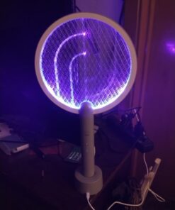 Electric Fly Swatter Racket, Mosiller 4000V 2 in 1 Bug Zapper with USB Rechargeable Base, Powerful Mosquitoes Trap Lamp & Fly Killer with 3 Layer Safety Mesh for Home, Bedroom, Kitchen, Patio (1 Pack) 1 Pack 31 51SfLDRbijL 1