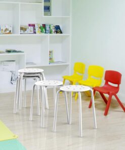 Yaheetech Plastic Bar Stools Flexible Seating Backless Barstools Dining Chairs Stack Nesting Stools, 17.3inches Height White Pack of 5 10 51SlU2IqXUL