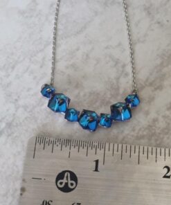 PLATO H Crystal Cube Curved Bar Necklace for Women with Gift Box Unique Dainty Jewelry Anniversary Mother's Day Gifts Blue 35 51SwTgDOGmL