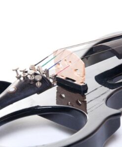 Alternative view of Cecilio 4/4 CEVN-1BK Solid Wood Electric/Silent Violin with Ebony Fittings in Style 1 - Full Size - Black Metallic Full Body - Black full-size