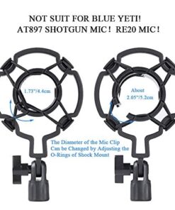 Eastshining Upgraded Adjustable Microphone Suspension Boom Scissor Arm Stand with Shock Mount Mic Clip Holder 3/8'' to 5/8'' Screw Adapter -for Blue Yeti, Snowball & Other Microphones stand with adapter 28 51T76fJWkmL