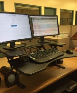 Vari - VariDesk Pro Plus 36 - Desktop Standing Desk Converter - Adjustable Desk Riser with 11 Height Settings - Sit Stand Desk Dual Monitor Standing Desk Riser with Spring Loaded Lift (Black) Black 46 51TDoksaX8L
