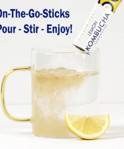 KOMBUCHA Lemon Kombucha Tea, 30 sticks x 5 grams, Zero Sugar, Sparkling Fermented Powdered Mix, Live Probiotics & Prebiotics, Healthy Drinks, Product of Korea 44 51TGZObs8L