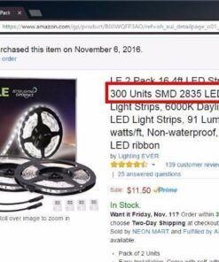 Lepro 12V LED Strip Light, Flexible, SMD 2835, 300 LEDs, 32.8ft Tape Light for Home, Kitchen, Party, Christmas and More, Non-Waterproof, Daylight White, Pack of 2(Not Include Power Adapter) 32.8 ft 33 51THctSoQFL
