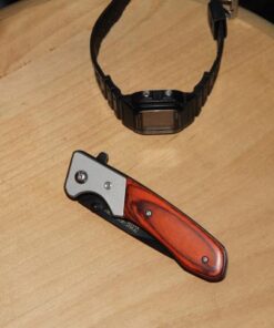 TAC FORCE Spring Assisted Folding Pocket Knife – Black Stainless Steel Drop Point Blade, Brown Wood Handle with Stainless Steel Bolster, Pocket Clip, Tactical, EDC, Rescue - TF-469 42 51THzU7QI5L