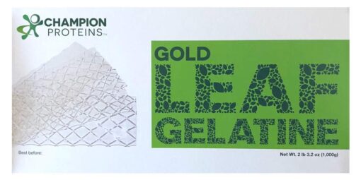 Gold Leaf Gelatin Sheets, 500 Sheets, 200 Bloom, Champion Leaf Gelatine, 1/KG (2.2/Lbs)