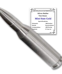 Silver 2 oz .308 Caliber Bullet - Solid .999 Pure Silver by Mint State Gold 12 51TSvL3gf9L