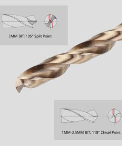 Alternative view of Hymnorq Metric M35 Cobalt Steel Extremely Heat Resistant Twist Drill Bits with Straight Shank Set of 50pcs in 5 Sizes(1, 1.5, 2, 2.5, 3mm) for Stainless Steel Cast Iron and Hard Metals 50pcs metric 5size
