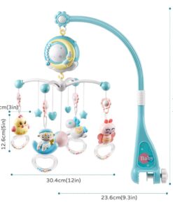 Baby Musical Crib Mobile with Timing Function Projector Lights,Stand-Along Rattles and 150 Melodies Music Box with Remote Control for Newborn 0-24 Months Blue 32 51TgjIBcJQL