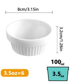 Cinf White Porcelain 4 oz. Ramekins Pudding Bowls Dishes Cup for Baking- Set of 6,Oven,Microwave,Freezer and Dishwasher Safe Ivory White 3.5 oz 10 51ThmVQrAGL