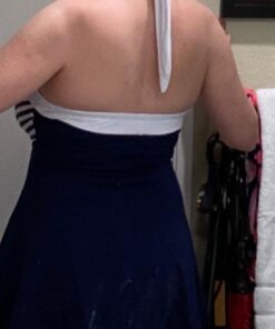 COCOSHIP Vintage Sailor Pin Up Swimsuit Retro One Piece Skirtini Cover Up Swimdress(FBA) Large Navywhite(fast Ship) 45 51TjrGKjL7L