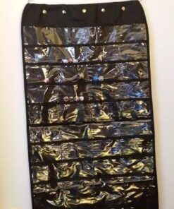 Hanging Jewelry Organizer, Dual Sided Closet Organizers, Earrings Bracelet Necklace Socks Pantyhose Storage Display Bag (Black (40 Pockets & 20 Hook-and-Loop Tabs)) Black (40 Pockets & 20 Hook-and-Loop Tabs) 25 51TknWZi3mL 1
