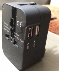 Travel Adapter, Worldwide All in One Universal Travel Adaptor Wall AC Power Plug Adapter Wall Charger with Dual USB Charging Ports for USA EU UK AUS Cell Phone Laptop Black 33 51TnkU34wvL