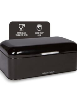 Culinary Couture Extra Large Black Bread Box for Kitchen Countertop - Holds 2 Bread Loaves! - 16.5" x 9" x 6.5" - Stainless Steel Vintage Bread Boxes for Kitchen Counters - Bonus Recipe EBook 29 51Tvtg9DtML