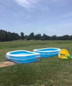 Intex 56483EP Inflatable 8.5' x 5.75' Swim Center Family Pool for 2-3 Kids, Backyard Splash Pool for Children 6+ Years Old, 198-Gallons, Blue & White Family Swim Center 66 51TxvaApWwL 1