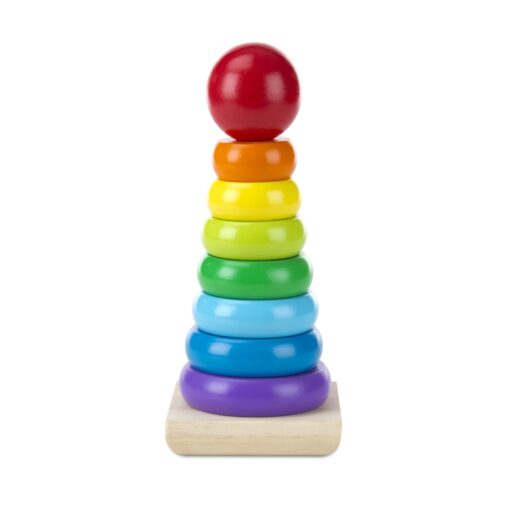 Melissa & Doug Rainbow Stacker Wooden Ring Educational Toy - Wooden Rainbow Stacking Rings Baby Toy, Stacker Toys For Infants And Toddlers