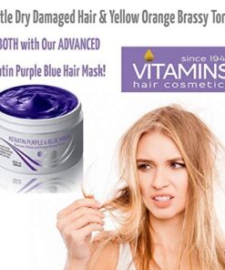 Vitamins Keratin Purple Hair Mask - Violet Blue Protein Deep Conditioner Treatment - Toner for Blonde Platinum Silver Gray Ash or Brown Colored Dry and Damaged Brassy Hair 28 51U1Q30ddaL