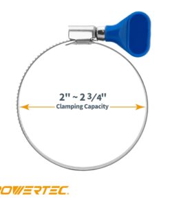POWERTEC 70127 2-1/2 Inch Key Hose Clamp, Thumb Screw Key Adjustable Stainless Steel Hose Clamps for Dust Collection, Dust Collector and Dryer Vent Hose, Pipe Clamp, RV Clamp, Worm Gear Clamp, 5 pack 18 51UAD3J0YL