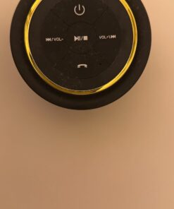 iFox Portable Bluetooth Shower Speaker, IPX7 Waterproof Outdoor Wireless Speaker, Built-in Mic, Carabiner, Beach, Camping, Hiking, Pool, Great Gift, Black/Gold 31 51UKVEaRLtL