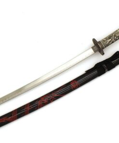 Alternative view of Snake Eye Tactical Highlander Dragon Design Handle Samurai Katana Triple Sword Set w/ Sword Stand Black & Red