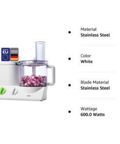 Braun FP3020 12 Cup Food Processor Ultra Quiet Powerful motor, includes 7 Attachment Blades + Chopper and Citrus Juicer , Made in Europe with German Engineering, White 29 51UT98Oy5OL