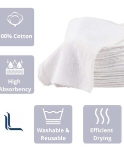 Linteum Textile (100-Pack, 14x14 in, White) AUTO Shop Towel, 100% Cotton Commercial Grade Rags, Ideal for Auto-Mechanic Cleaning & Detailing 7 51Ue2jFruzS