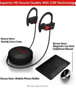 Senso Bluetooth Headphones, Best Wireless Sports Earbuds w/Mic IPX7 Waterproof HD Stereo Sweatproof Earphones for Gym Running Workout Noise Cancelling Earphones Earbuds Noise Cancelling Headsets 41 51UhoPVdtRL