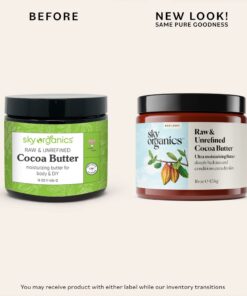 Sky Organics Cocoa Butter for Body, 100% Raw & Unrefined Ultra-Moisturizing Butter to Deeply Hydrate & Condition Skin, Promotes Smooth Skin Tone & Texture, Suitable for Tight or Extra Dry Skin, 16 Oz. 32 51UpRd9c8L