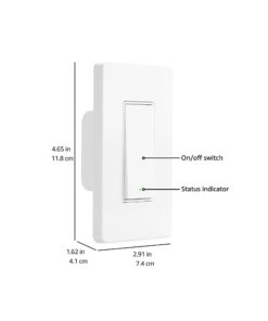 Amazon Basics Single Pole Smart Switch, Neutral Wire Required, 2.4 Ghz WiFi, Works with Alexa, White, 4.65 x 2.91 x 1.74 in Single Pole Switch 21 51UqbI2fq9L