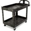 Rubbermaid Commercial Products Heavy-Duty 2- Shelf Utility Cart, Ergo Handle, Lipped Shelves, Large, Black (FG454600BLA) 2-Shelf 6 51Uv8qay53L