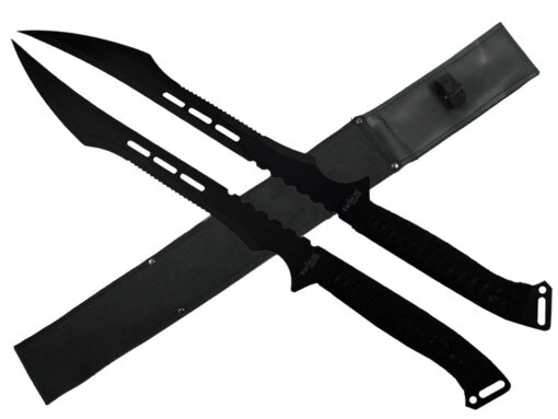 Tactical Master 27" Twin Tactical Machete 2 Pcs Set, Ninja Sword, Full Tang Katana Twin Sword. for Collection, Gift, Camping, Outdoor Sports Black