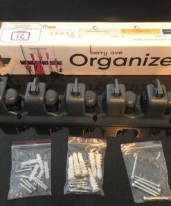 Berry Ave Broom Holder & Wall Mount Garden Tool Organizer - Home Laundry Room, Kitchen, Closet, Shed, Garage Organization and Storage Utility Rack - 5 Slots & 6 Hooks -Rake, Shovel, Mop Hanger (Black) 1 Pack Black 43 51V1E78xhgL