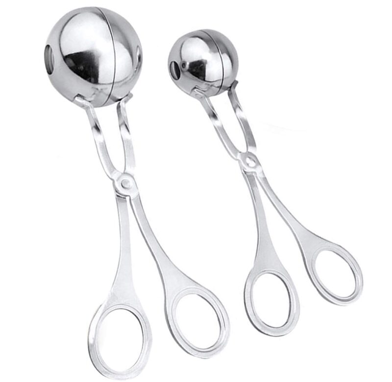 Catalog 3 Meat Ballers, JUSTDOLIFE Stainless Melon Ballers Non-Stick Tongs Cake Pop Meatball Spoon Ice Cream Scoop Cookie Dough Scoop for Fruits, Meatball, Cake, Ice Cream, Melon (2 Pack)