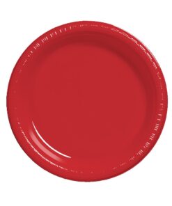 Creative Converting 20-Count Touch of Color Plastic Dinner Plates, Classic Red