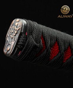 Auway 40" Orchid Tsuba Fully Handmade High Carbon Steel Full Tang Blade Real Japanese Katana Samurai Swords 18 51VDUkyMhL