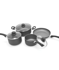 Starfrit Starbasix 12-Piece Aluminum Cookware Set with 3 Utensils, Normal, Black 5 51VGACVQ6kS