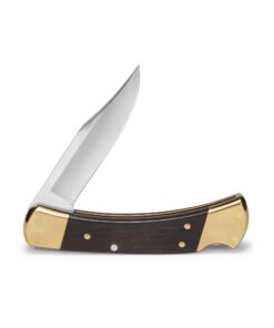 Buck Knives 110 Folding Hunter Lock-back Knife, Brass Bolsters, Ebony Handles, 3-3/4" 420HC Blade with Leather Sheath Classic 3.75" 29 51VTPcJwo7L
