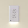 4 Pack - SnapPower GuideLight 2 [For Duplex Outlets] - Replaces Plug-In Night Light - Electrical Receptacle Wall Plate With LED Night Lights - Auto On/Off Sensor - (Duplex, White)
