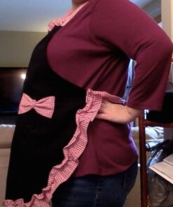 Hyzrz Women's Apron with Pockets, Black and Red Multicolor 26 51VkzQ6haYL