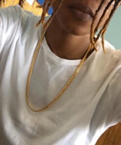 U7 Diamond Cut Miami Cuban Link Chain for Men Women Stainless Steel Curb Chain Necklace, Cool Hip Hop Jewelry Silver/Black/18K Gold Plated Chains, Width 3/6/9/12mm,18/20/22/24/26/28/30 Inch d.Flat Curb-6mm-gold 22.0 Inches 30 51Vp75ZumXL